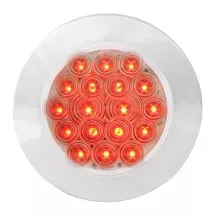 4″Red LED and Clear Lens Fleet Flange Mount 18 LED Light With Chrome Twist & Lock Bezel