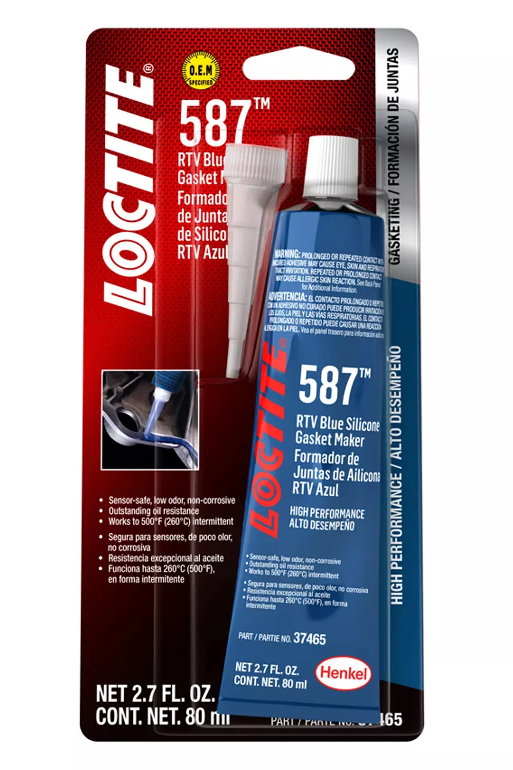 491983 -Loctite 37465 Blue High Performance Silicone Gasket, 80 ml