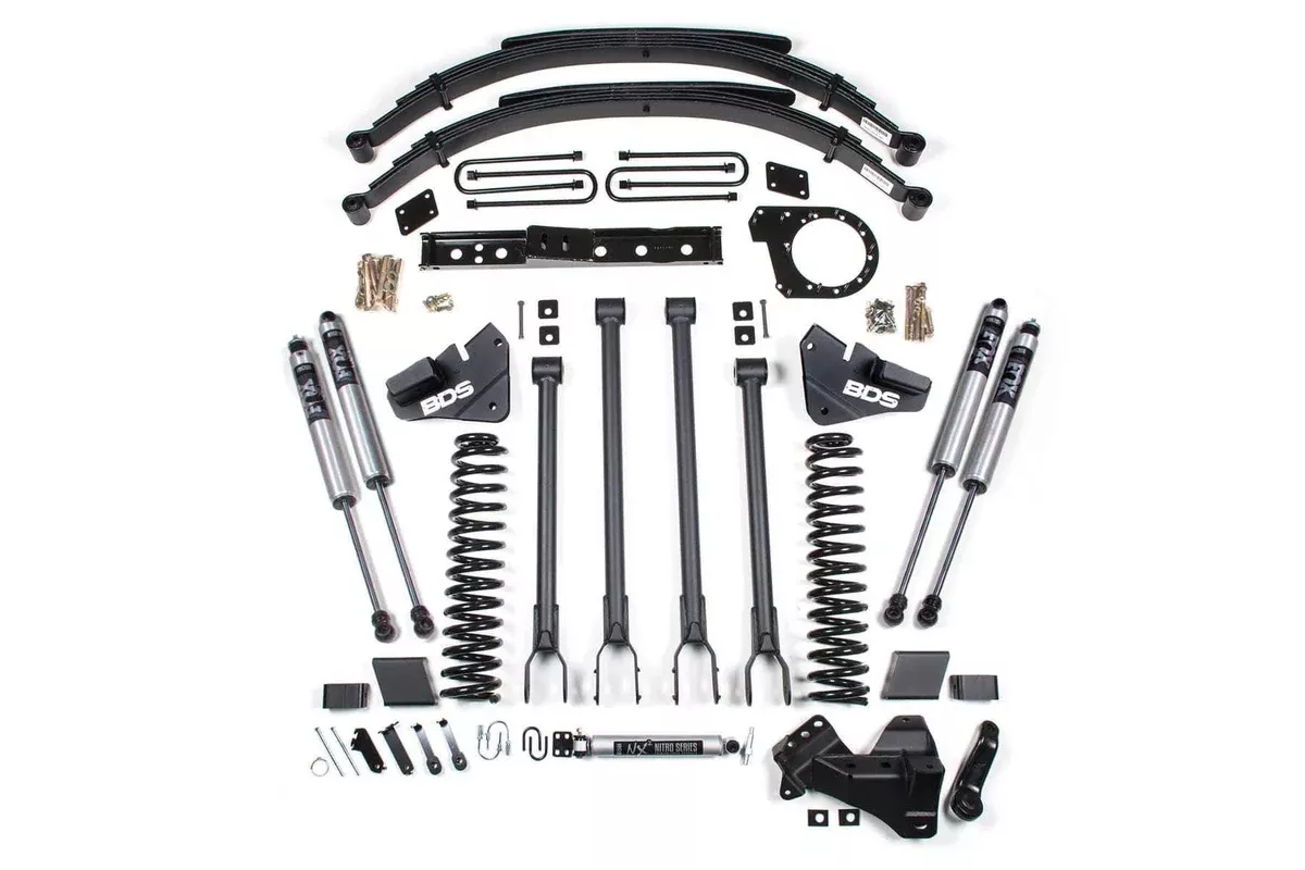 6" 4-LINK LIFT KIT W/ FOX 2.0 SHOCKS & LEAF SPRINGS 17-19 S/DUTY 4WD DIESEL-BDS1529FS