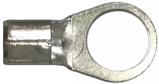 6 Gauge Non-Insulated Ring Terminal - 3/8" Stud - 25 to 1000 Pack - Made in USA