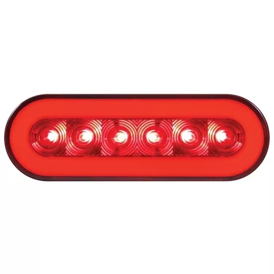 6" Oval GloLight (Stop, Turn & Tail) 22LED Red LED/Red Lens