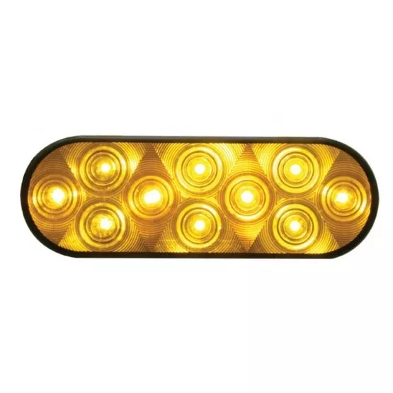 6" Oval Turn Signal LED Light - 10 Diodes- Amber LED/Amber Lens