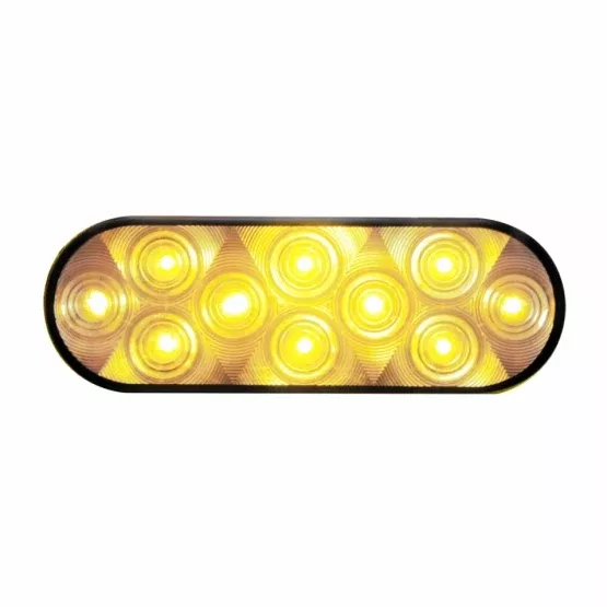 6" Oval Turn Signal LED Light - 10 Diodes- Amber LED/Clear Lens