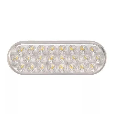 6" Oval White Programmable Flashing LED Warning & Back-Up
