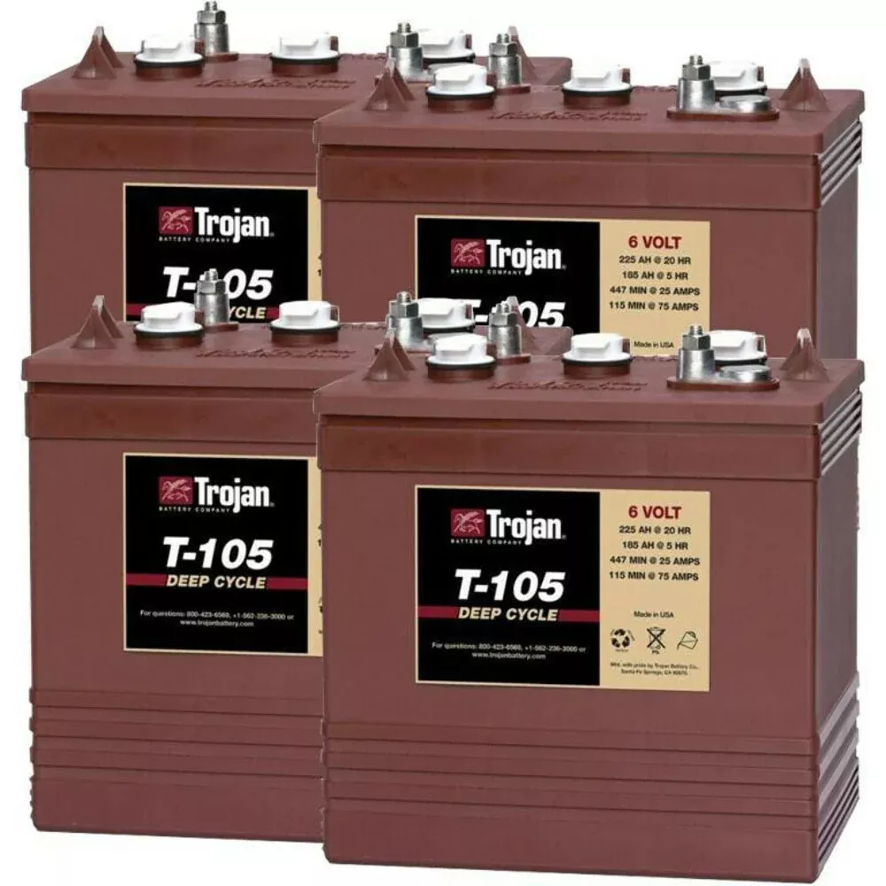 6 Volt Scissor Lift/Floor Scrubber Batteries - Trojan T-105 (4 Pack, 24V)