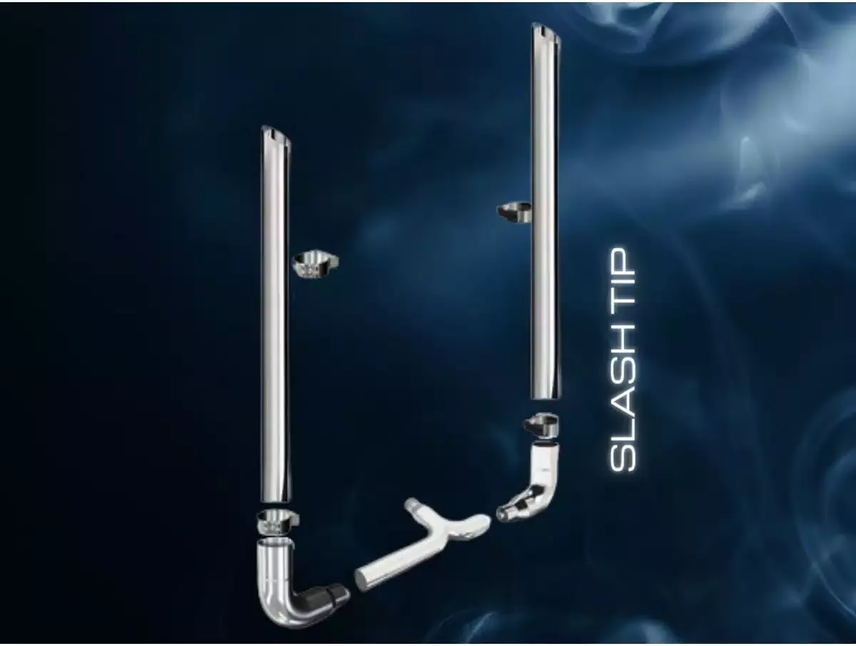 6" X 108" Slash Tip Long Drop 90 Degree Elbows Reduced to 5" Exhaust Kit Peterbilt*
