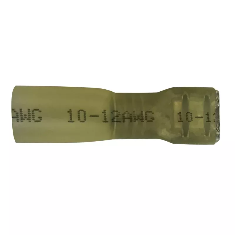 8 AWG Yellow Heat Shrink & Crimp Fully Insulated Female Quick Disconnect - 0.250" Tab - 10 to 500 Pack - Made in USA