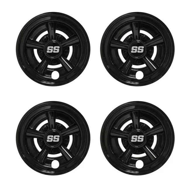 8" Glossy Black SS Wheel Cover Set