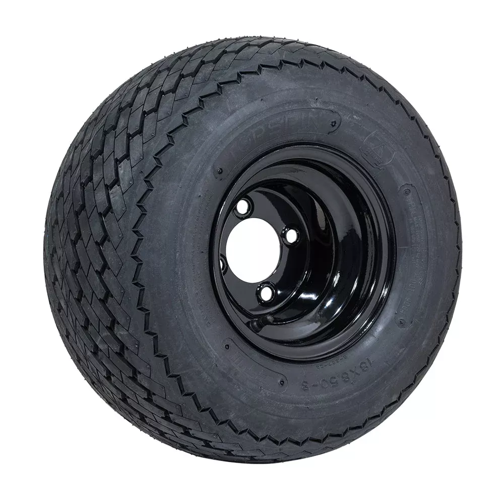 8" GTW Topspin Tire & Black Steel Wheel Assembly
