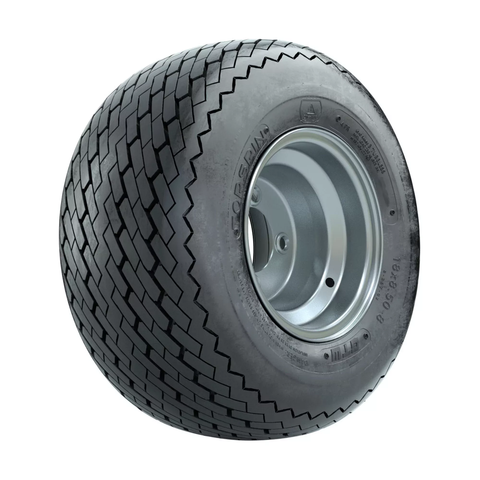 8" GTW Topspin Tire & Silver Steel Wheel Assembly