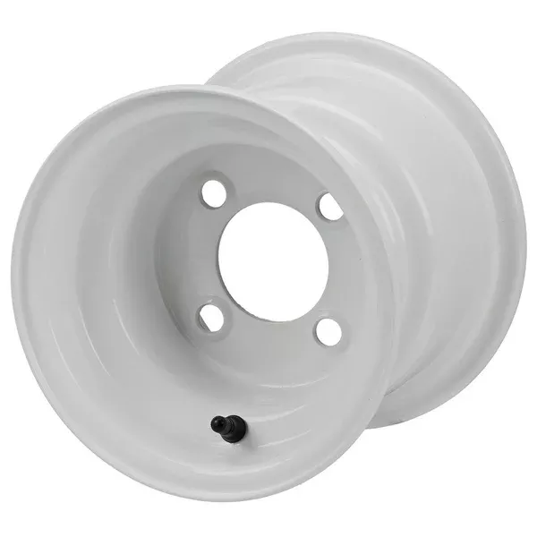 8" White Offset Steel Golf Cart Wheel
