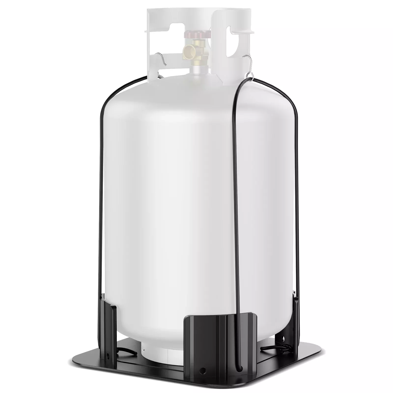 Aluminum RV Propane Tank Stabilizer Base with Tie-Down Straps