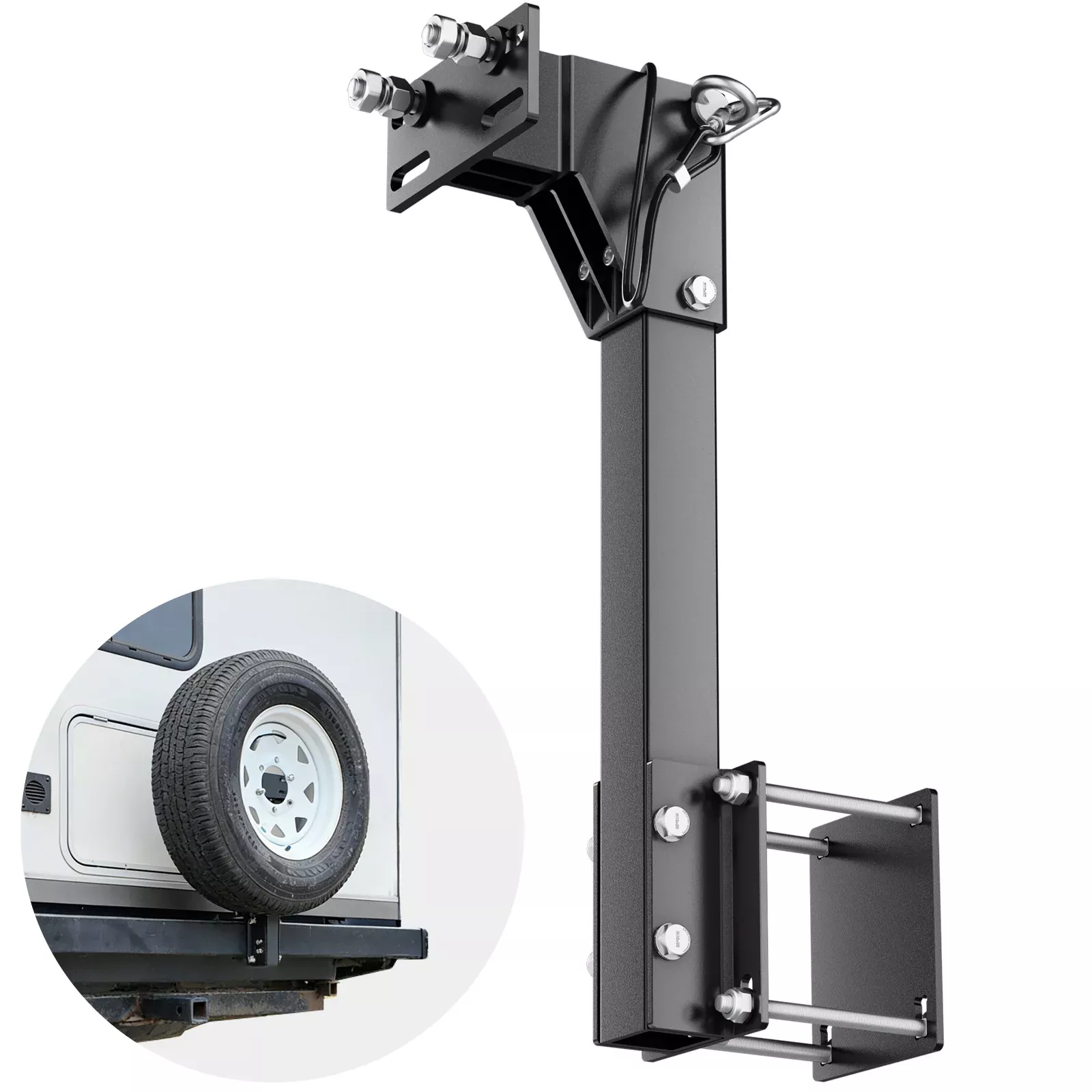 Aluminum RV Spare Tire Carrier Mount for 4-Inch Bumpers | Safoner
