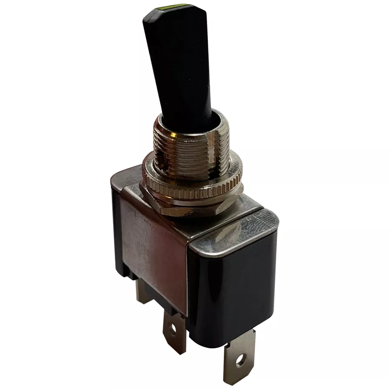 Amber LED Toggle Switch - SPST ON/OFF - 30A @ 12V - Metal Handle - Fits 12.5mm Hole