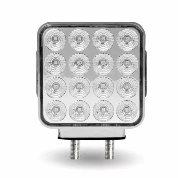 Amber/Red Turn & Marker Square Reflector Double Face LED Light – Double Post | 38 Diodes | Clear Lens