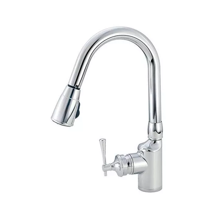 American Brass Company Chrome Front Single Lever Gooseneck Pull-Out Kitchen Kitchen Faucet
