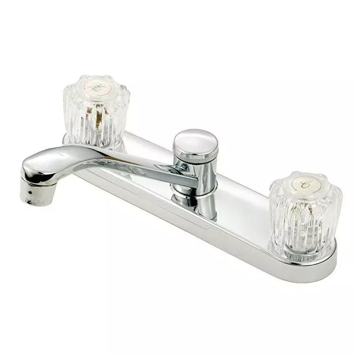 American Brass Company Chrome Long Neck Crystal Knob Kitchen Faucet