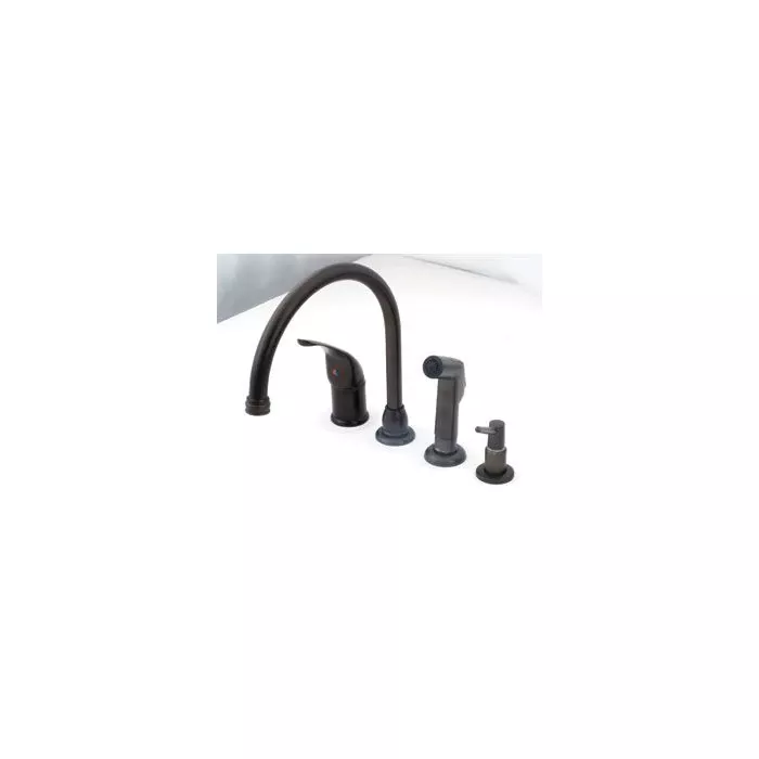 American Brass Company Oil Rubbed Bronze Single Lever Gooseneck Kitchen Faucet With Spray And Soap Kit