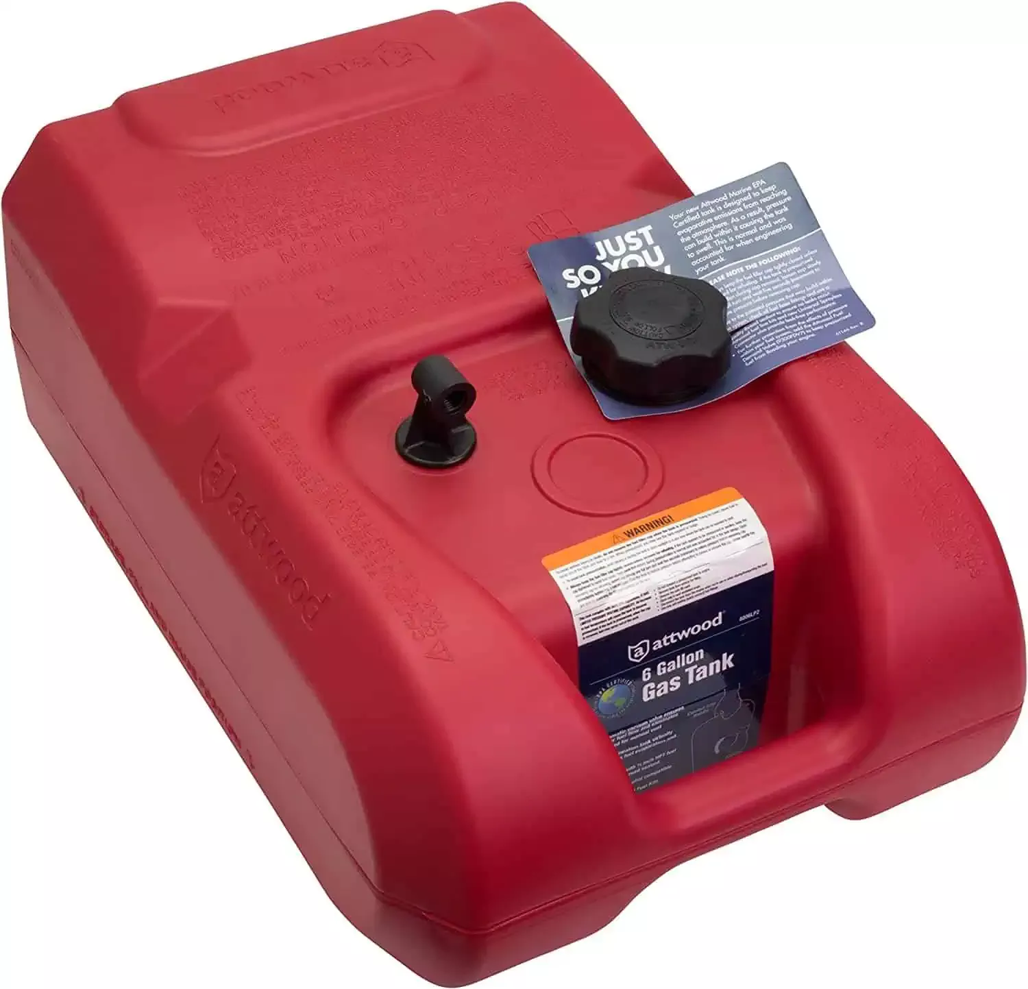 ATTWOOD 6 GALLON BOAT FUEL TANK. EPA COMPLIANT
