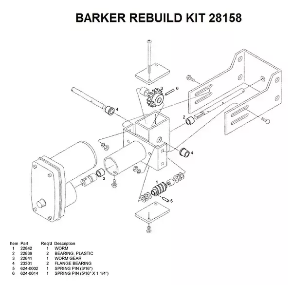 Barker Slide Out Worm Drive Rebuild Kit 28158