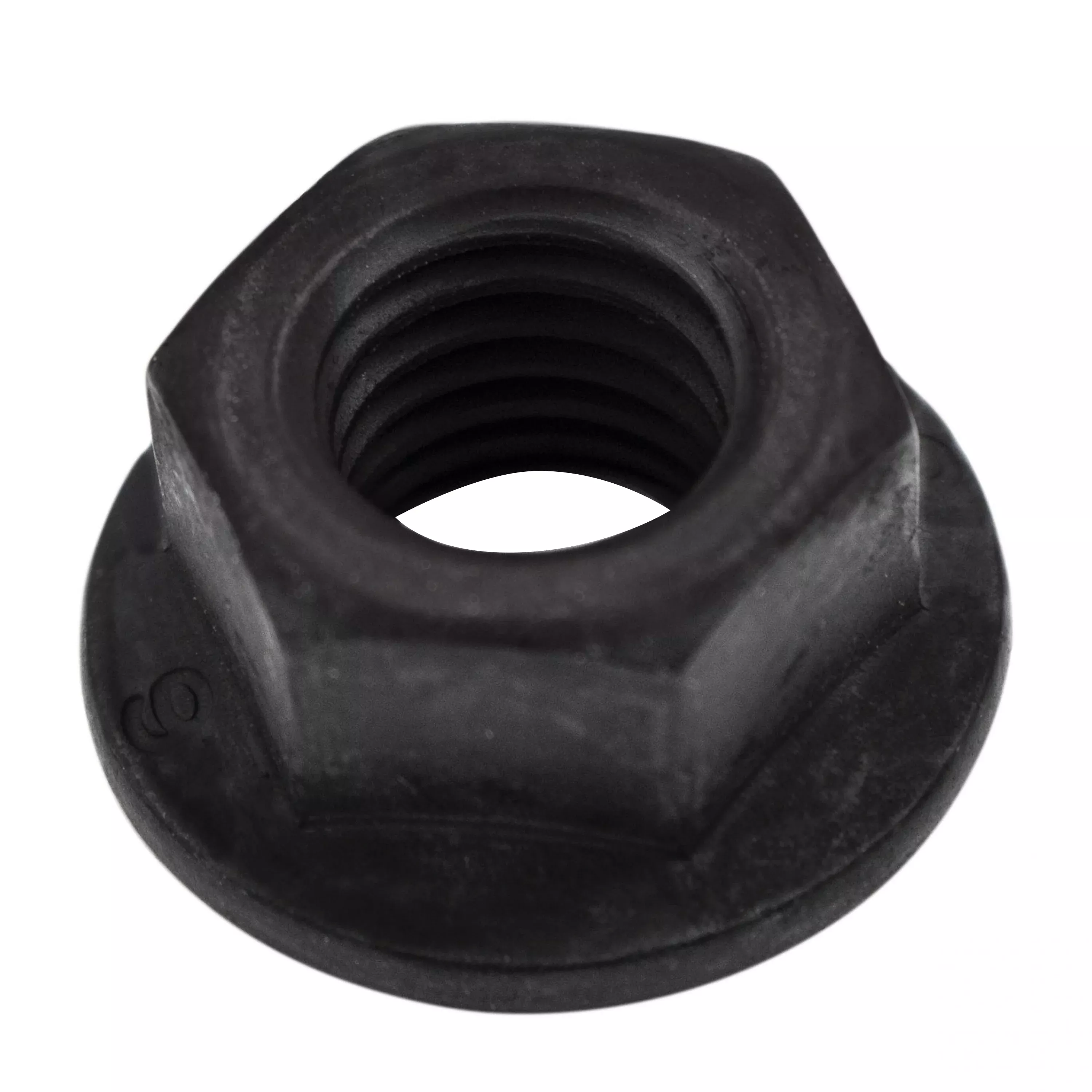 Black Hex Flange Nuts - 10-1.5 MM Screw Size - 15 MM Hex - 21 MM O.D. Flange - 25 Pack