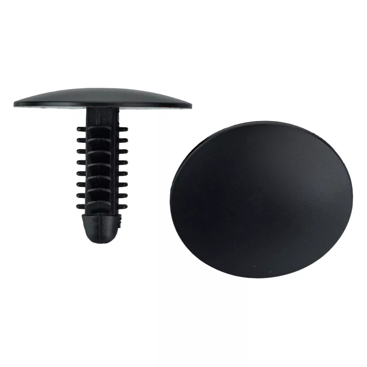 Black Nylon Fascia Panel Clip Retainers - 1/4" Hole - 20 MM Stem - 25.5 MM Head - 50 Pack
