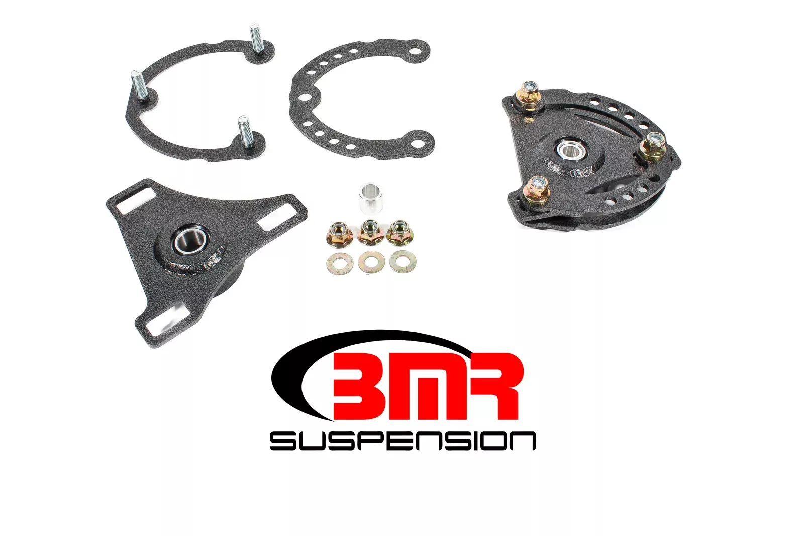 BMR Suspension - CP001H -BMR SUSPENSION Caster/Camber Plates, Independent Caster/Camber Adjustment, Aluminum, Gray Anodize, Compatible with/Replacement for Ford Mustang 2015-17, Kit