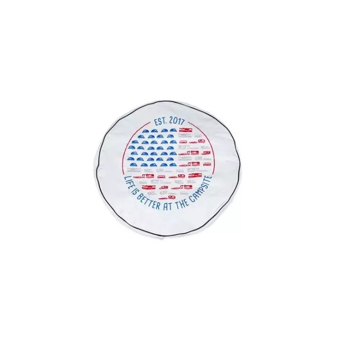 Camco Life Is Better At The Campsite 27″ RV Spare Tire Cover- White Vinyl, Patriotic RVs