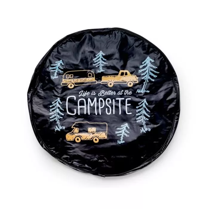 Camco Life Is Better At The Campsite Black Vinyl 27″ RV Camper Design Spare Tire Cover