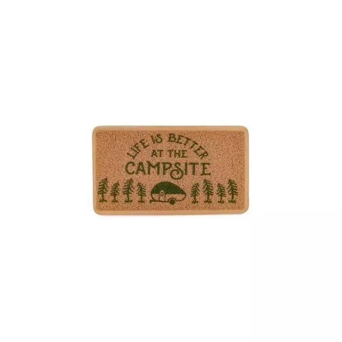 Camco Life Is Better At The Campsite Scrub Rug, Brown / Dark Green