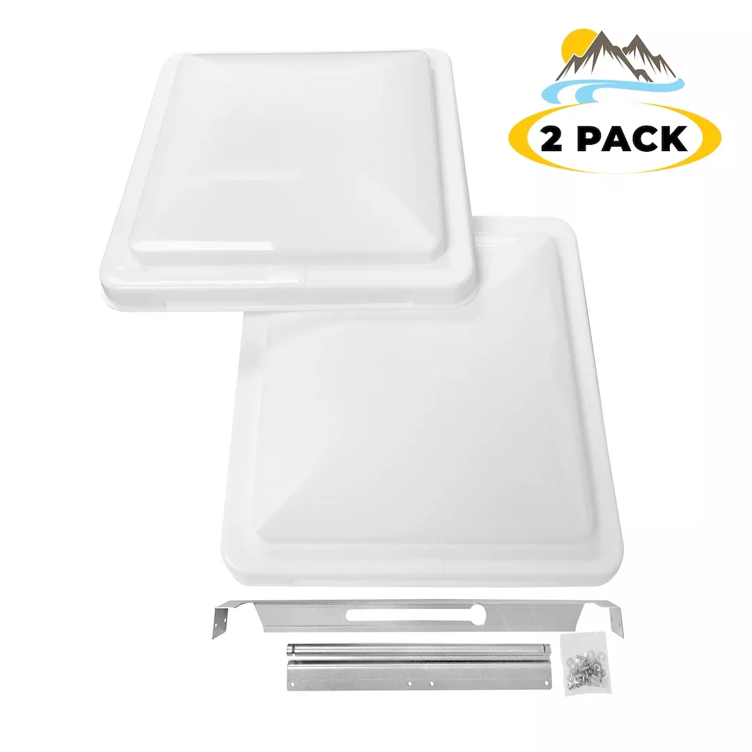 Camp'N 14" Universal RV, Trailer, Camper, Motorhome Roof Vent Cover - Vent Lid Replacement (White 2 Pack)