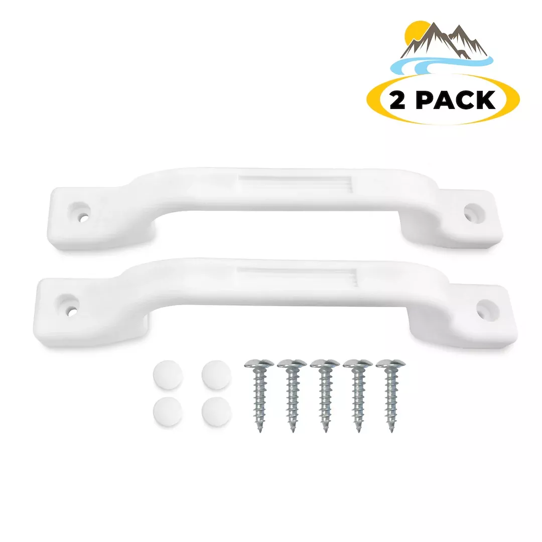 Camp'N All Weather RV Grab Handle Door Assist Bar for Camper and Cargo White 2-Pack