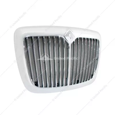 CHROME GRILLE WITH STRAIGHT VERTICAL BARS & BUG SCREEN FOR 2006-2017 INTERNATIONAL PROSTAR