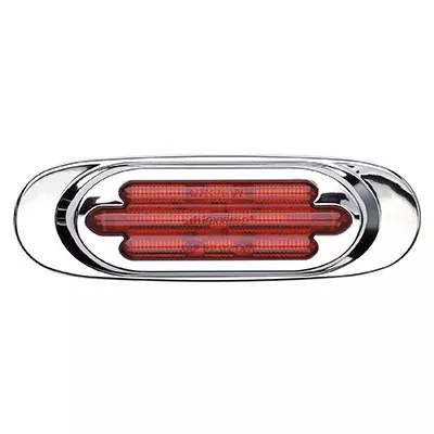 Chrome Oval Clearance Marker Light - Red