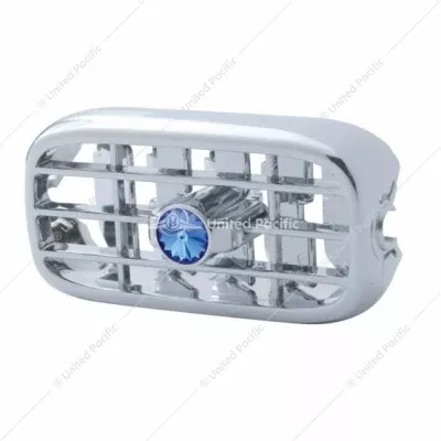 CHROME PLASTIC A/C VENT WITH COLOR CRYSTAL FOR PETERBILT (2006+) - BLUE CRYSTAL