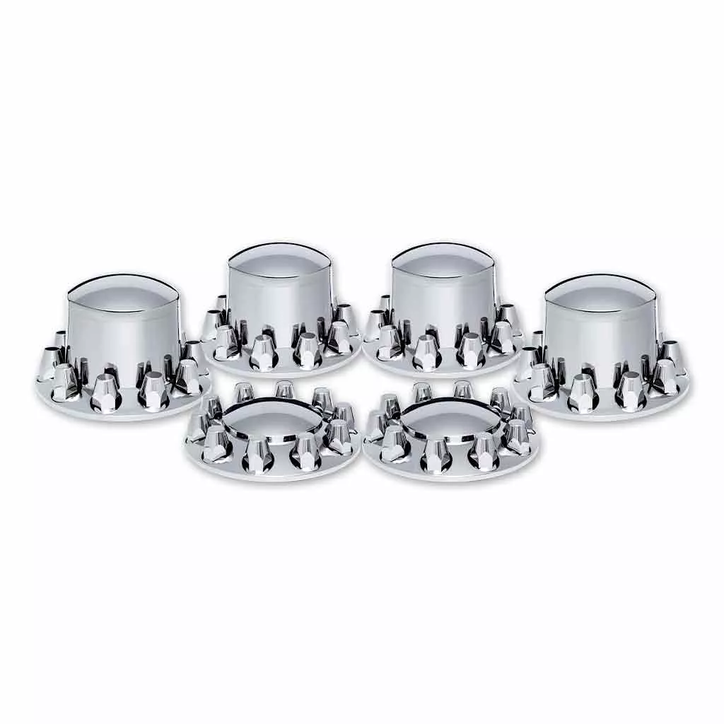 Chrome Plastic Front & Rear Hub Cover Kit with Push-On Nut Covers
