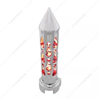 Chrome/Red LED Brooklyn Style Spike Gearshift Knob with LED 13/15/18 Speed Adapter