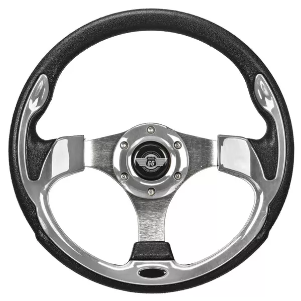 Chrome Steering Wheel for Golf Cart by Route 66 Golf Cart Accessories