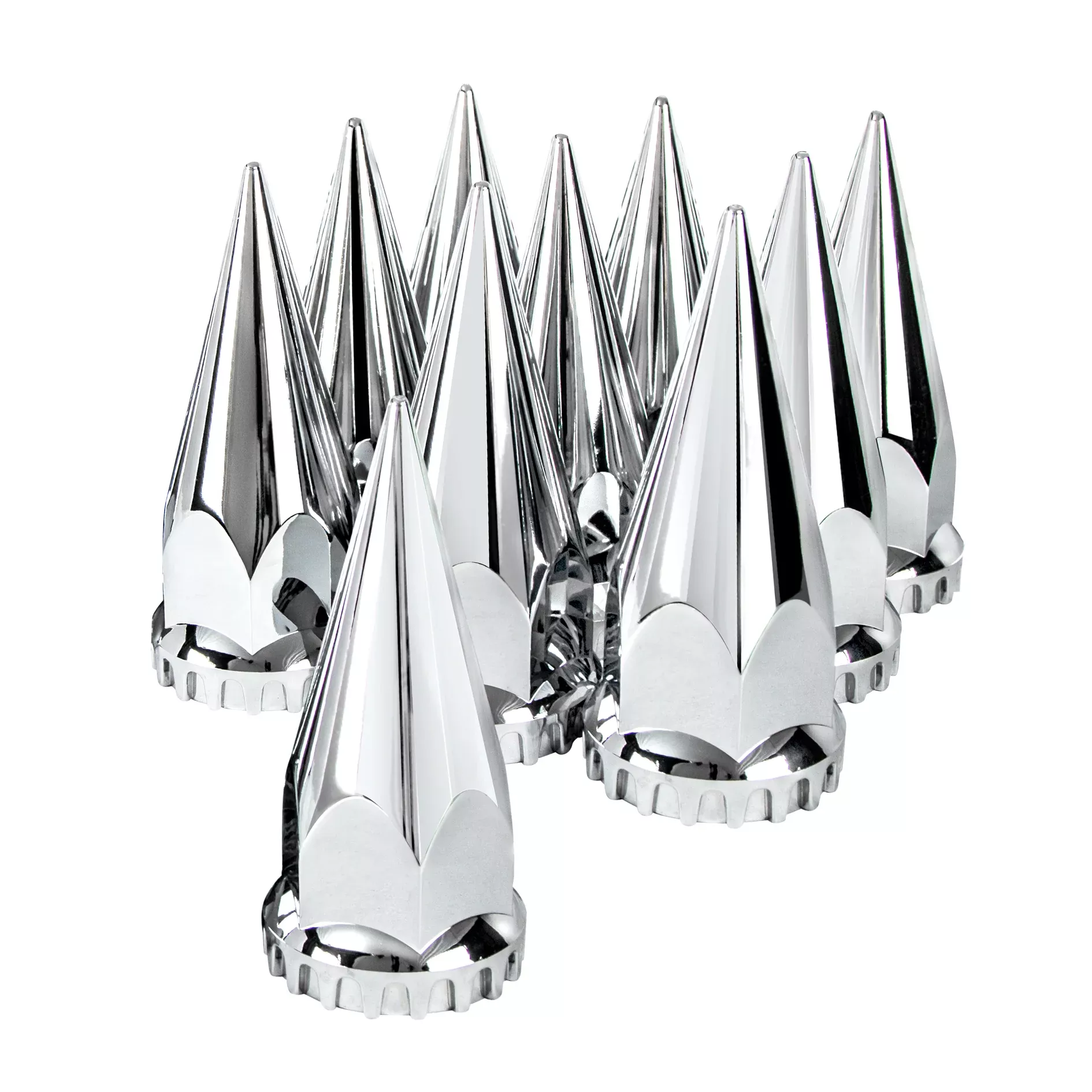 Chrome Super Spike Nut Covers - Thread-On 33mm X 4-3/4" (Box of 10)