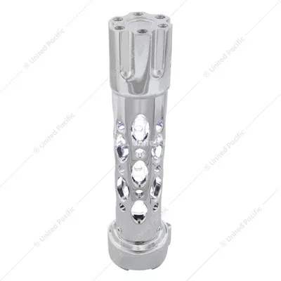 Chrome/White LED Austin Gun Cylinder Gearshift Knob With LED 9/10 Speed Adapter