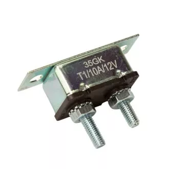 Circuit Breaker 12V 10A, Automatic Reset Type I, Metal Housing, Straight Bracket, Single Pack