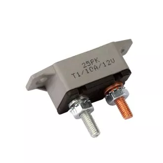 Circuit Breaker 12V 10A, Automatic Reset Type I, Plastic Housing, Straight Bracket, Single Pack