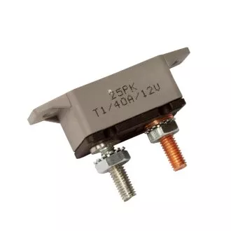 Circuit Breaker 12V 40A, Automatic Reset Type I, Plastic Housing, Straight Bracket, Single Pack