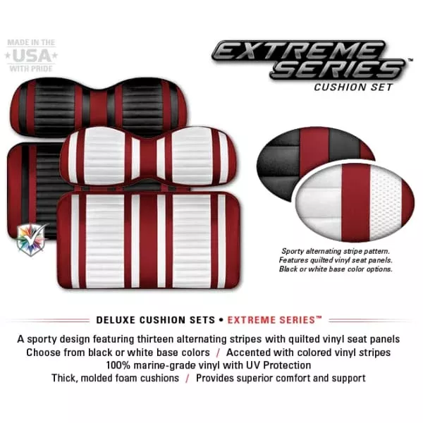 Club Car Precedent Golf Cart Seat Cushion - EXTREME Stripe by DoubleTake - 10 Colors