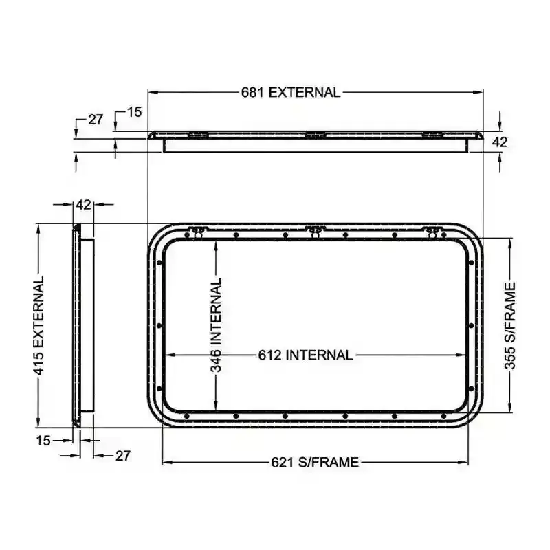 Coast Access Door 2 415mm x 681mm Black RV Hatch