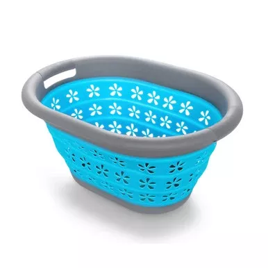Collapsible Utility Basket, Small, Gray/Teal