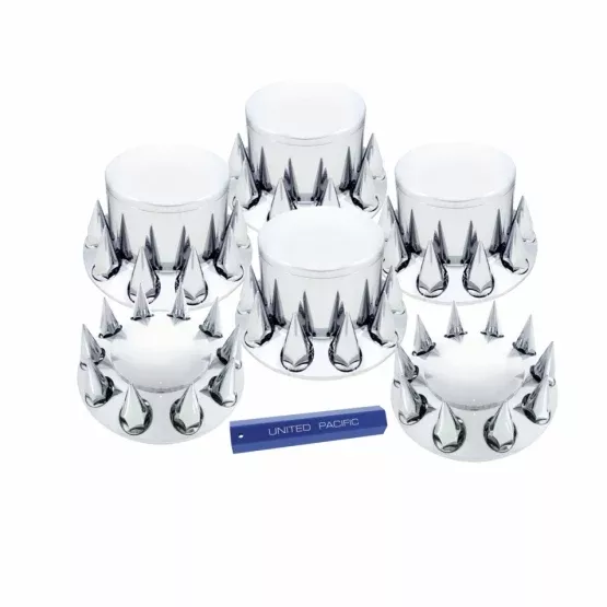 Dome Axle Cover Combo Kit With 33mm Spike Thread-On Nut Covers & Nut Cover Tool - Chrome