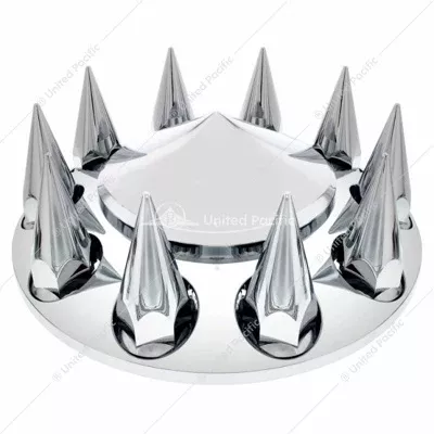 DOME FRONT AXLE COVER WITH 33MM SPIKE THREAD-ON NUT COVERS - CHROME