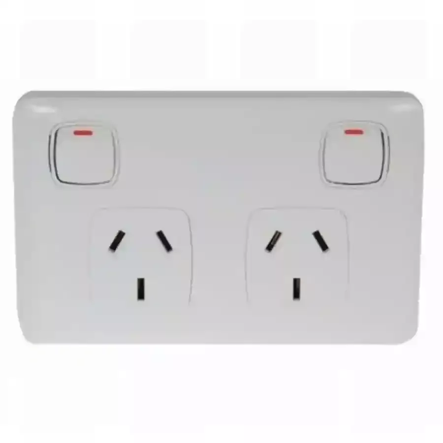 Double Pole Twin Outlet GPO for Caravan or Motorhome