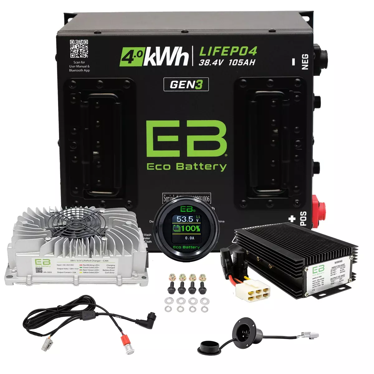 Eco Battery 38V 105Ah Lithium Golf Cart Battery Bundle - Club Car DS Gen3
